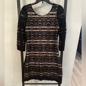Xhilaration Black Lace Long Sleeve Dress